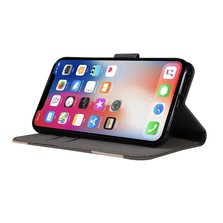 For iPhone X Fabric Stitching Embroidery Horizontal Flip Leather Case With Holder & Card Slots & Wallet