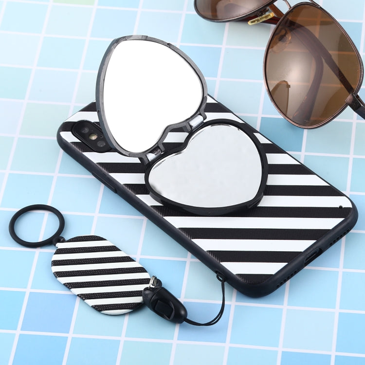 For iPhone X / XS Love Mirror MobilePhone Protection Back Cover Case with Ring Hanging Rope & Holder