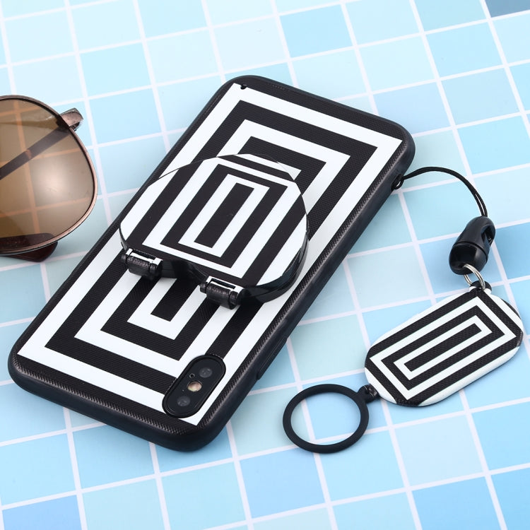 For iPhone X / XS Love Mirror MobilePhone Protection Back Cover Case with Ring Hanging Rope & Holder