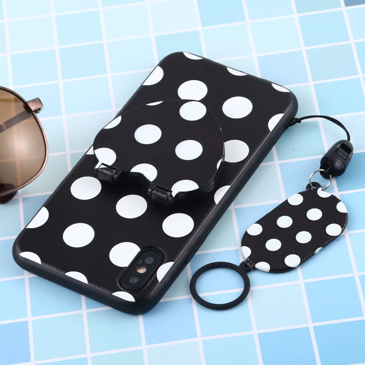 For iPhone X / XS Love Mirror MobilePhone Protection Back Cover Case with Ring Hanging Rope & Holder