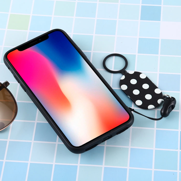 For iPhone X / XS Love Mirror MobilePhone Protection Back Cover Case with Ring Hanging Rope & Holder