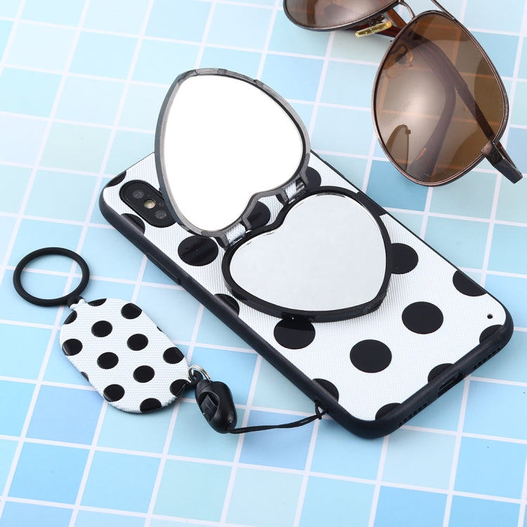 For iPhone X / XS Love Mirror MobilePhone Protection Back Cover Case with Ring Hanging Rope & Holder