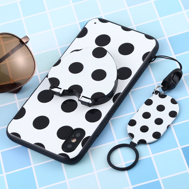 For iPhone X / XS Love Mirror MobilePhone Protection Back Cover Case with Ring Hanging Rope & Holder