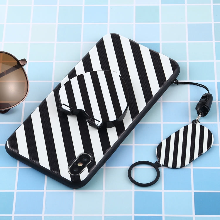 For iPhone XS Max Love Mirror MobilePhone Protection Back Cover Case with Ring Hanging Rope & Holder