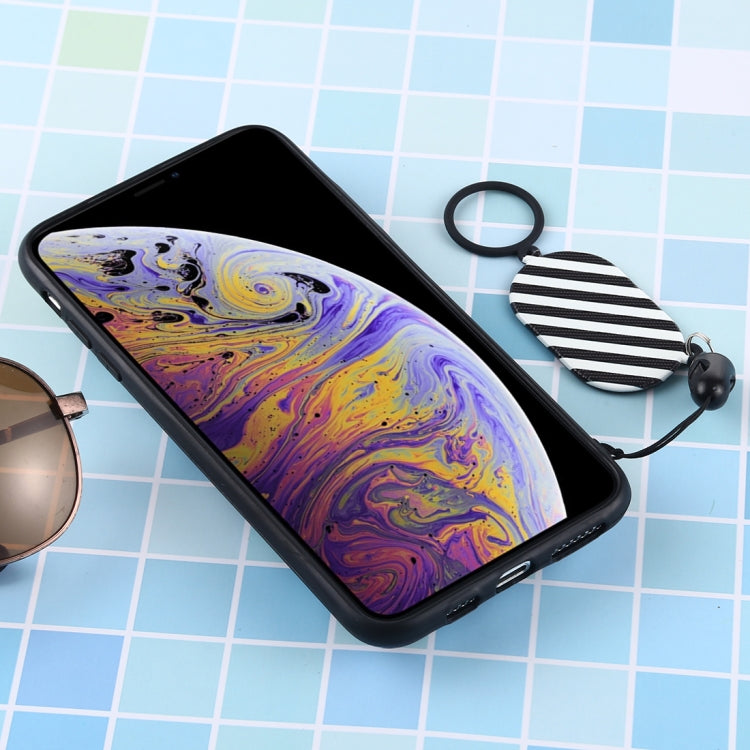 For iPhone XS Max Love Mirror MobilePhone Protection Back Cover Case with Ring Hanging Rope & Holder