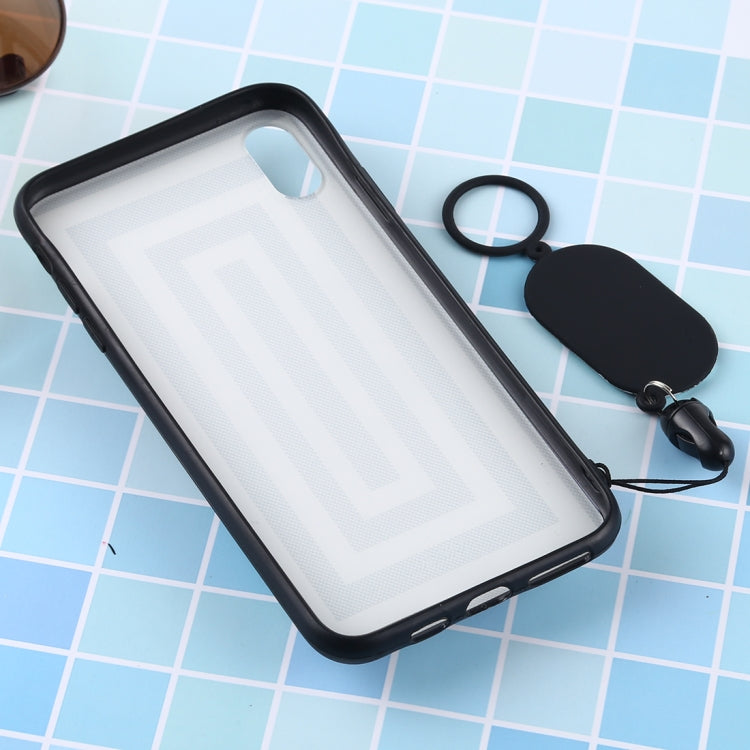 For iPhone XS Max Love Mirror MobilePhone Protection Back Cover Case with Ring Hanging Rope & Holder