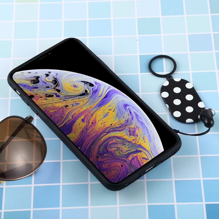 For iPhone XS Max Love Mirror MobilePhone Protection Back Cover Case with Ring Hanging Rope & Holder