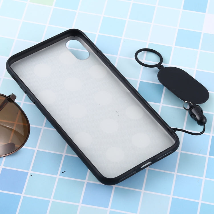 For iPhone XS Max Love Mirror MobilePhone Protection Back Cover Case with Ring Hanging Rope & Holder