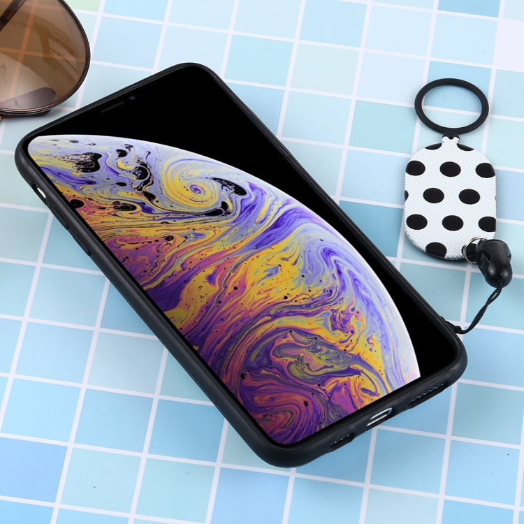 For iPhone XS Max Love Mirror MobilePhone Protection Back Cover Case with Ring Hanging Rope & Holder