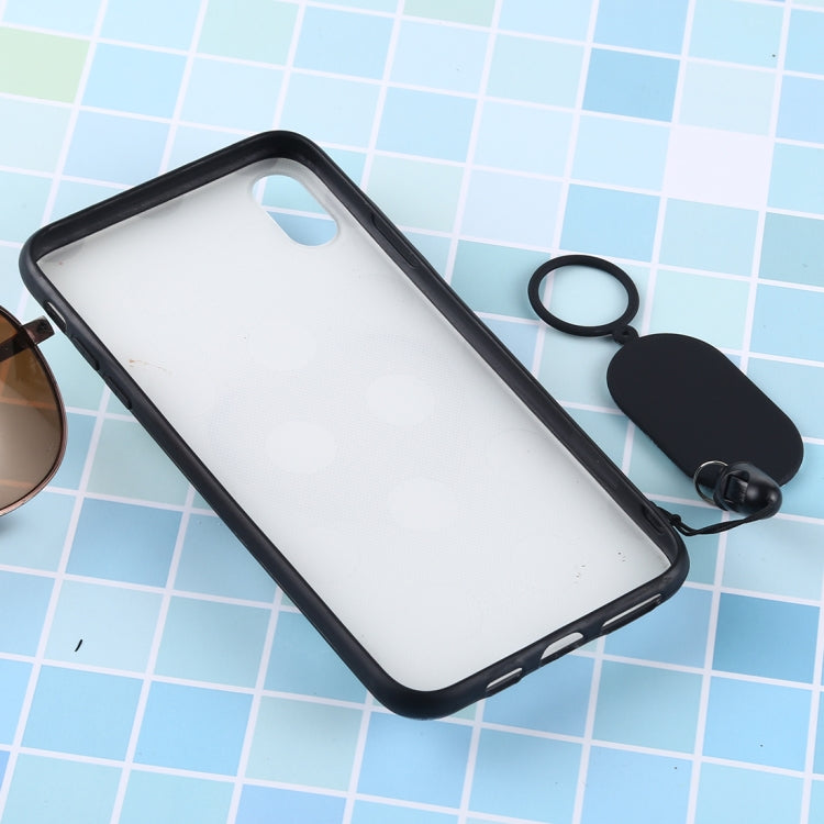 For iPhone XS Max Love Mirror MobilePhone Protection Back Cover Case with Ring Hanging Rope & Holder