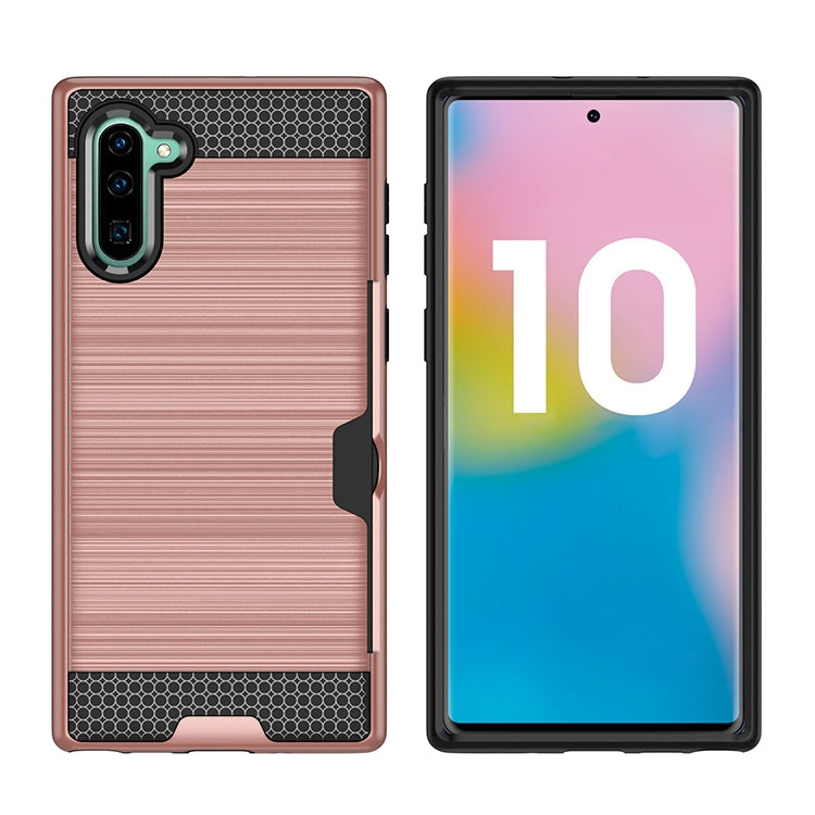 Ultra-thin TPU+PC Brushed Texture Shockproof Protective Case with Card Slot for Galaxy Note 10