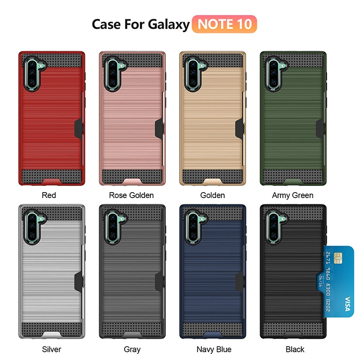 Ultra-thin TPU+PC Brushed Texture Shockproof Protective Case with Card Slot for Galaxy Note 10