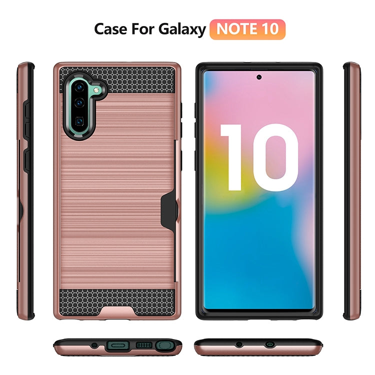 Ultra-thin TPU+PC Brushed Texture Shockproof Protective Case with Card Slot for Galaxy Note 10