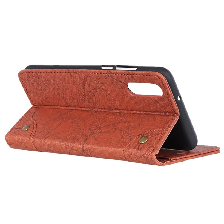Copper Buckle Retro Crazy Horse Texture Horizontal Flip Leather Case with Holder & Card Slots & Wallet for ZTE Axon 10 Pro