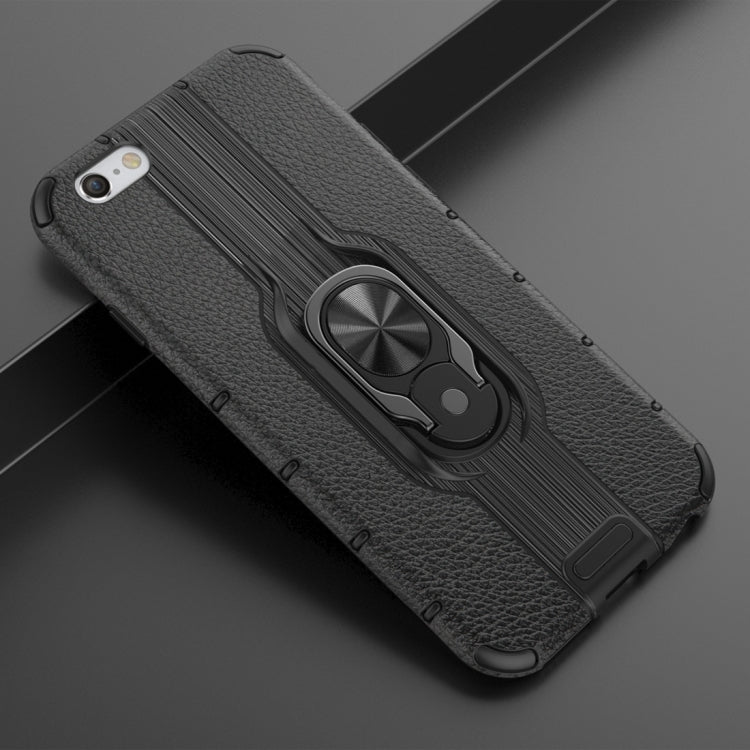 Litchi Texture PC + TPU Combination Case with Magnetic Ring Holder For iPhone 6 & 6s