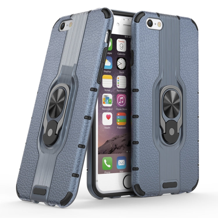 Litchi Texture PC + TPU Combination Case with Magnetic Ring Holder For iPhone 6 & 6s