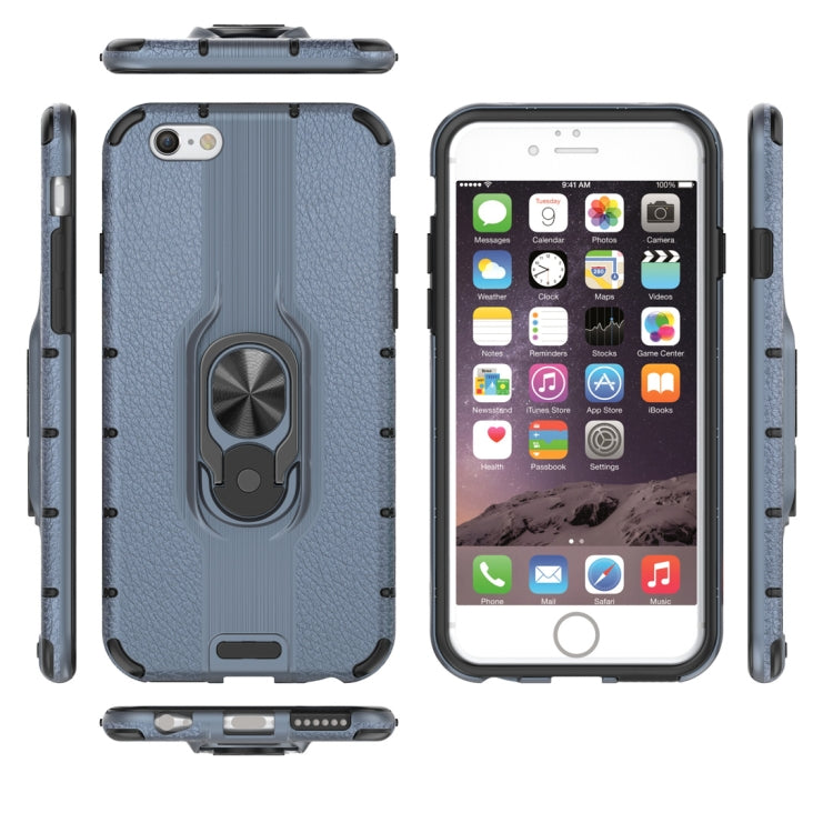 Litchi Texture PC + TPU Combination Case with Magnetic Ring Holder For iPhone 6 & 6s