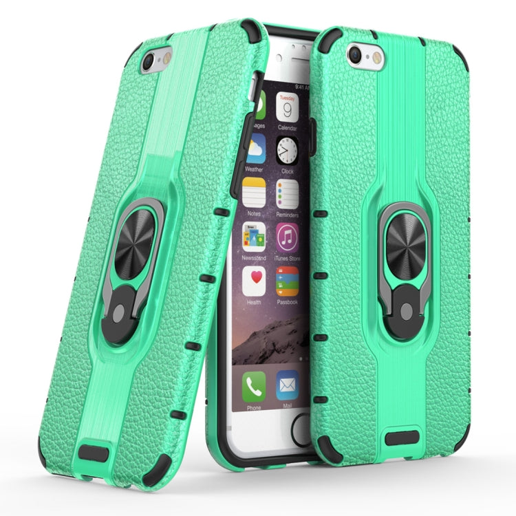 Litchi Texture PC + TPU Combination Case with Magnetic Ring Holder For iPhone 6 & 6s
