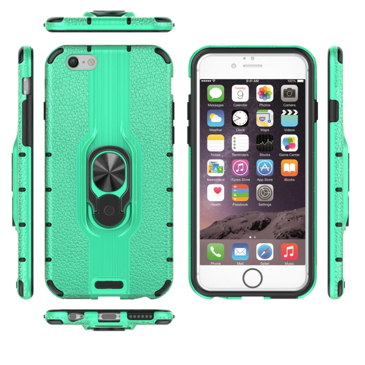 Litchi Texture PC + TPU Combination Case with Magnetic Ring Holder For iPhone 6 & 6s
