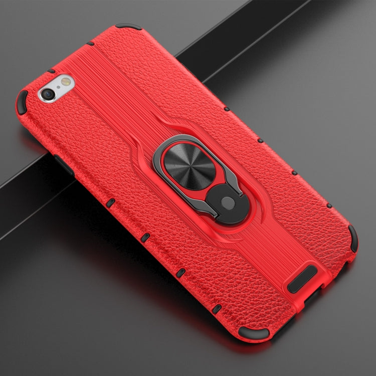 Litchi Texture PC + TPU Combination Case with Magnetic Ring Holder For iPhone 6 & 6s