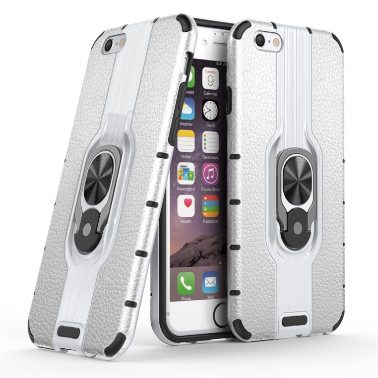 Litchi Texture PC + TPU Combination Case with Magnetic Ring Holder For iPhone 6 & 6s