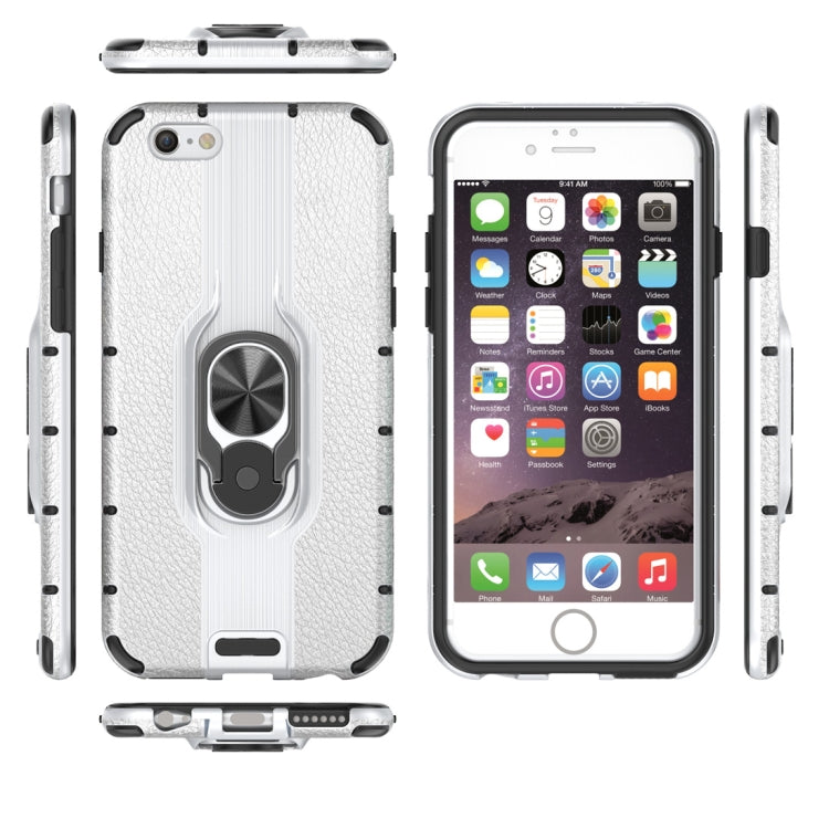 Litchi Texture PC + TPU Combination Case with Magnetic Ring Holder For iPhone 6 & 6s