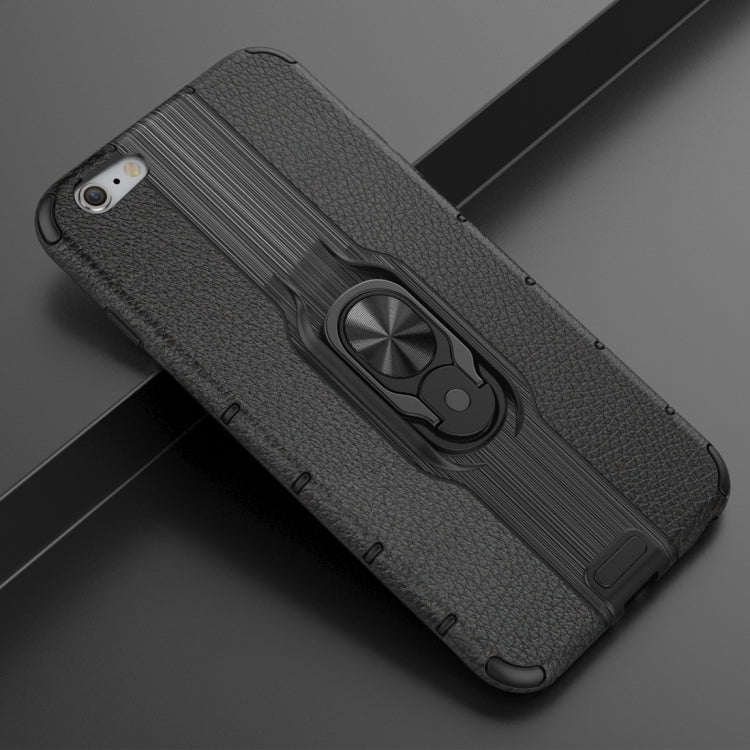 Litchi Texture PC + TPU Combination Case with Magnetic Ring Holder For iPhone 6 Plus & 6s Plus