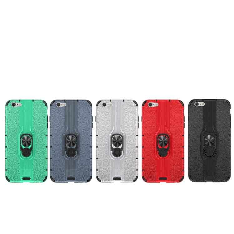 Litchi Texture PC + TPU Combination Case with Magnetic Ring Holder For iPhone 6 Plus & 6s Plus