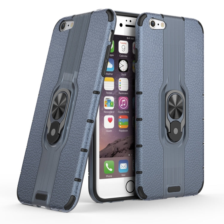 Litchi Texture PC + TPU Combination Case with Magnetic Ring Holder For iPhone 6 Plus & 6s Plus