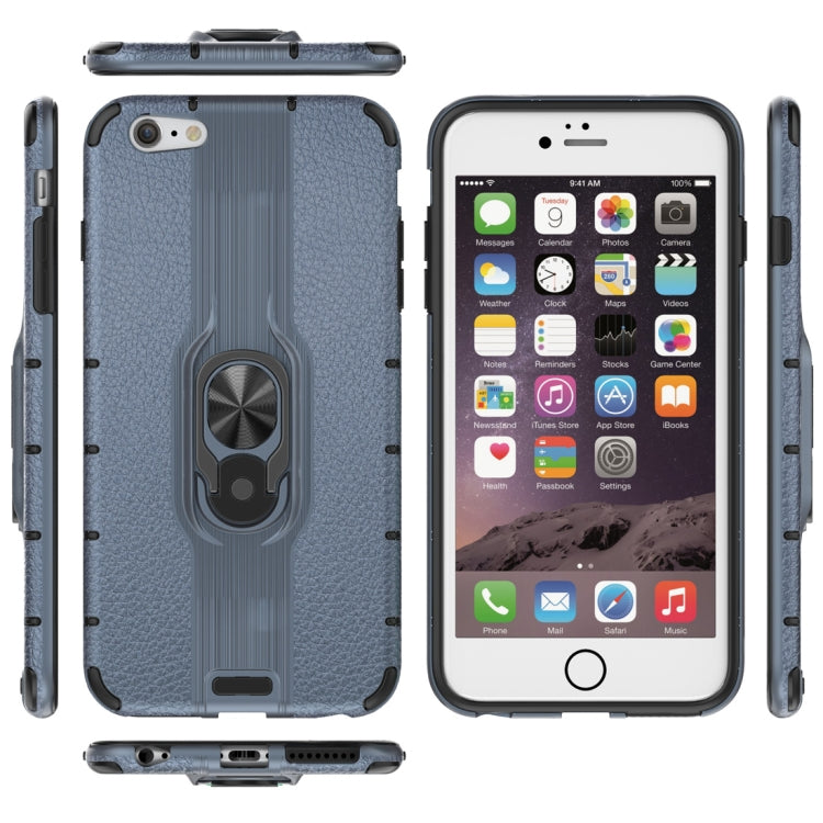 Litchi Texture PC + TPU Combination Case with Magnetic Ring Holder For iPhone 6 Plus & 6s Plus