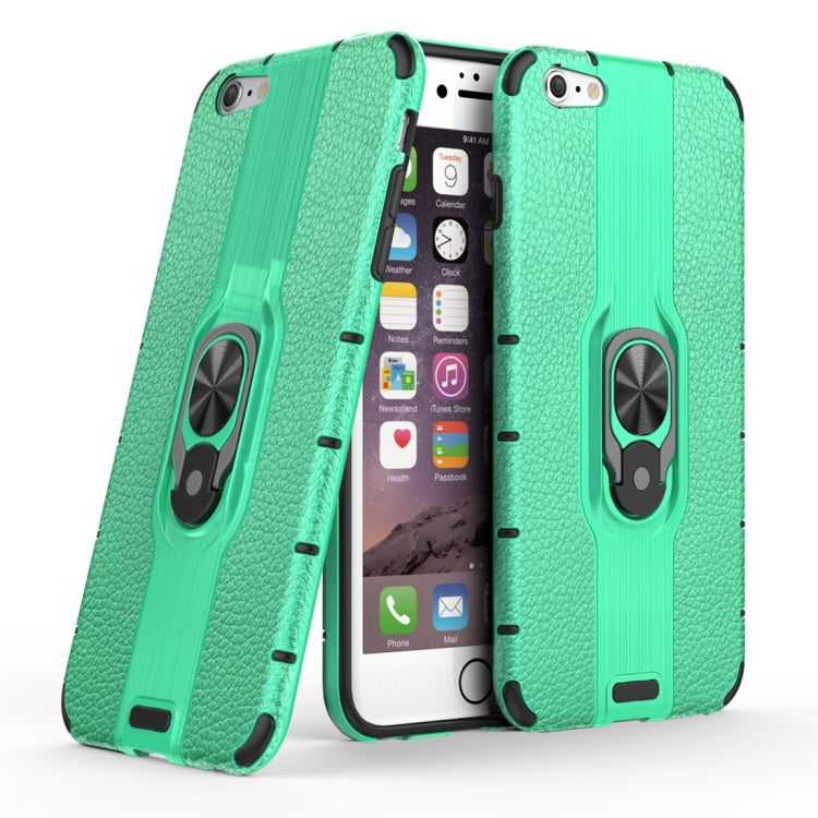 Litchi Texture PC + TPU Combination Case with Magnetic Ring Holder For iPhone 6 Plus & 6s Plus