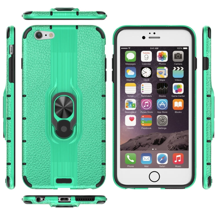 Litchi Texture PC + TPU Combination Case with Magnetic Ring Holder For iPhone 6 Plus & 6s Plus