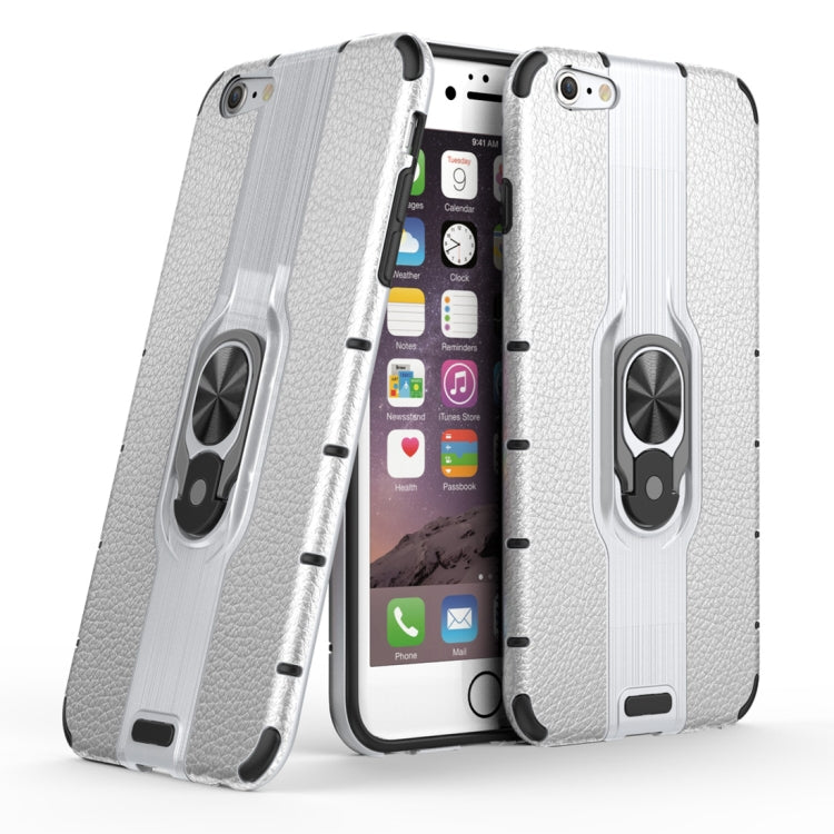 Litchi Texture PC + TPU Combination Case with Magnetic Ring Holder For iPhone 6 Plus & 6s Plus