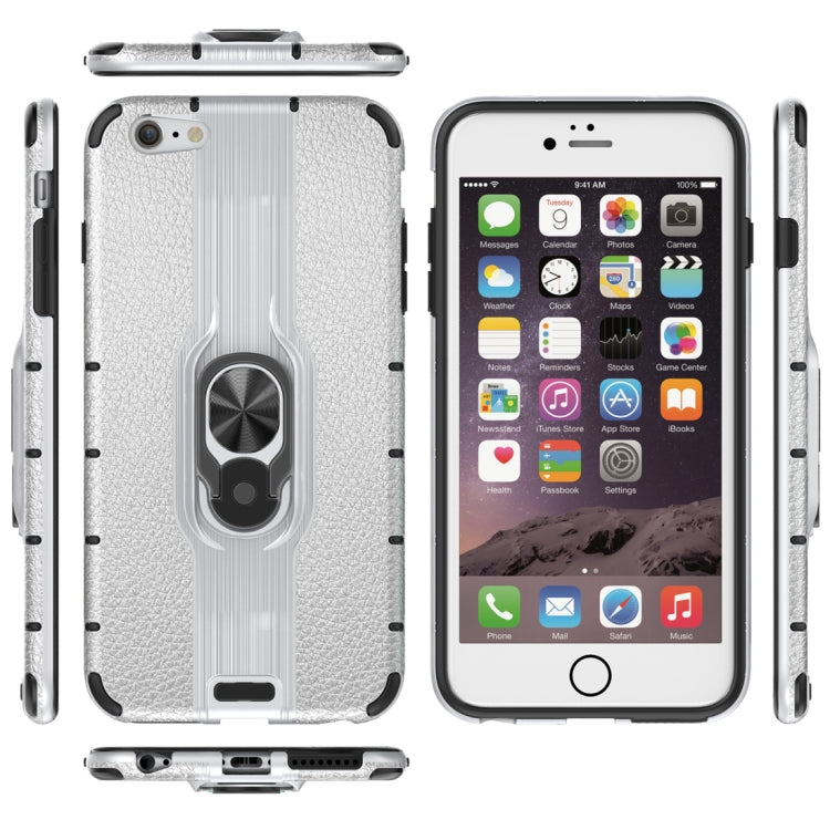 Litchi Texture PC + TPU Combination Case with Magnetic Ring Holder For iPhone 6 Plus & 6s Plus