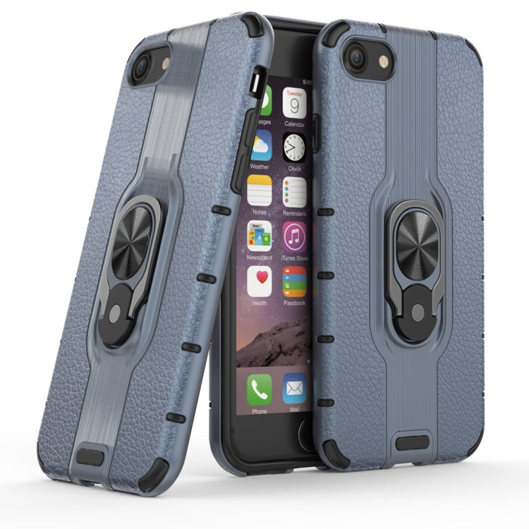 Litchi Texture PC + TPU Combination Case with Magnetic Ring Holder For iPhone SE 2020 & 8 & 7