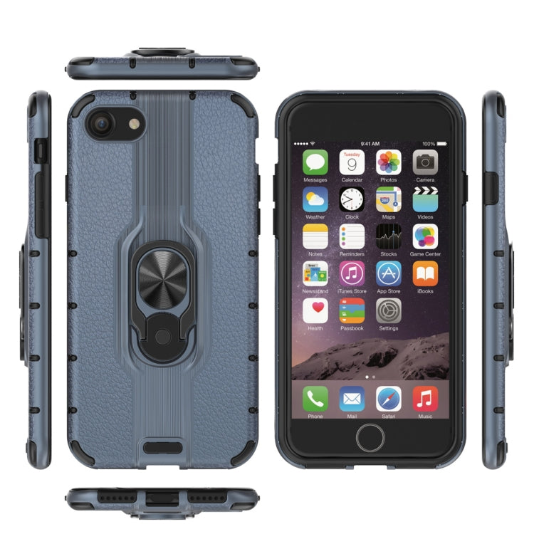 Litchi Texture PC + TPU Combination Case with Magnetic Ring Holder For iPhone SE 2020 & 8 & 7