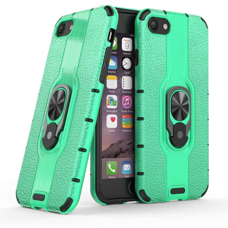 Litchi Texture PC + TPU Combination Case with Magnetic Ring Holder For iPhone SE 2020 & 8 & 7