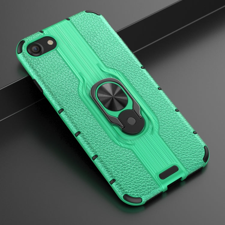 Litchi Texture PC + TPU Combination Case with Magnetic Ring Holder For iPhone SE 2020 & 8 & 7