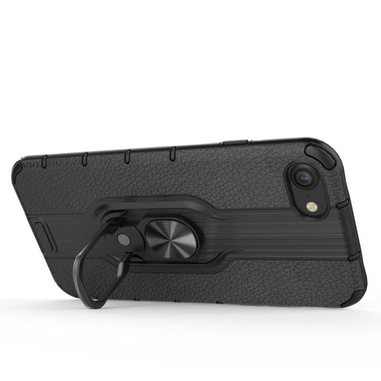 Litchi Texture PC + TPU Combination Case with Magnetic Ring Holder For iPhone SE 2020 & 8 & 7