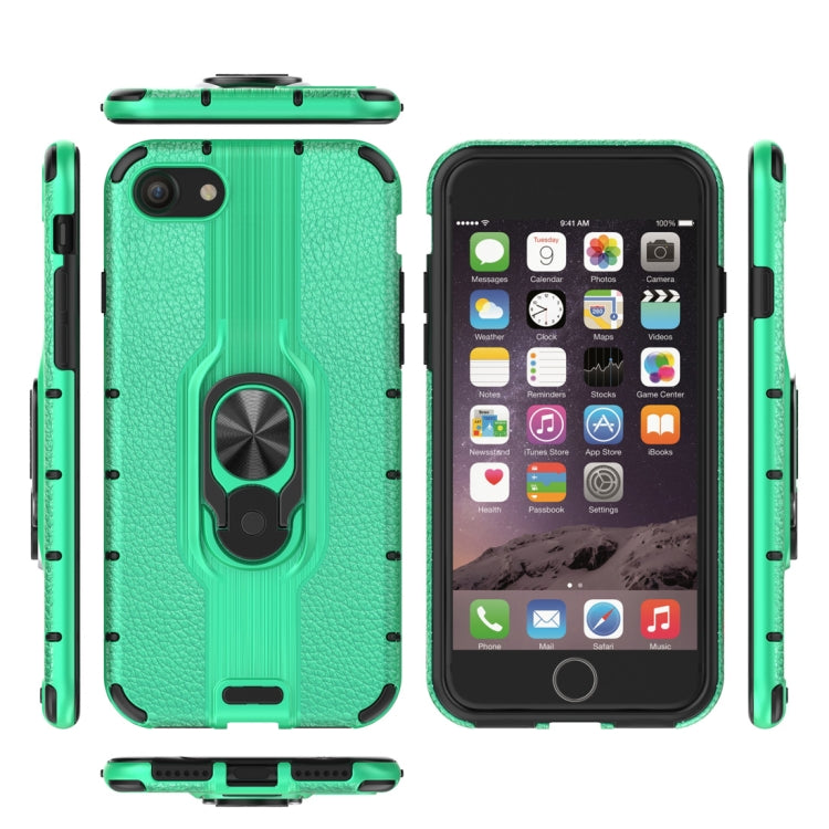 Litchi Texture PC + TPU Combination Case with Magnetic Ring Holder For iPhone SE 2020 & 8 & 7