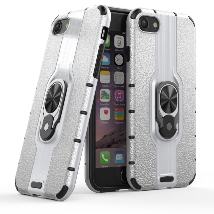 Litchi Texture PC + TPU Combination Case with Magnetic Ring Holder For iPhone SE 2020 & 8 & 7