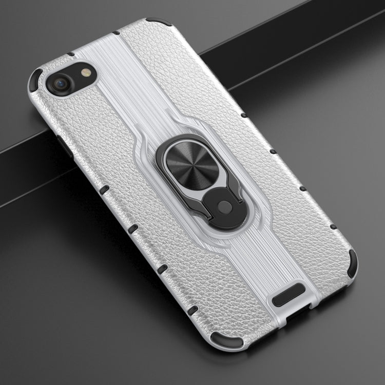Litchi Texture PC + TPU Combination Case with Magnetic Ring Holder For iPhone SE 2020 & 8 & 7