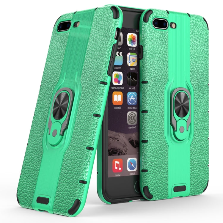 Litchi Texture PC + TPU Combination Case with Magnetic Ring Holder For iPhone 8 Plus & 7 Plus