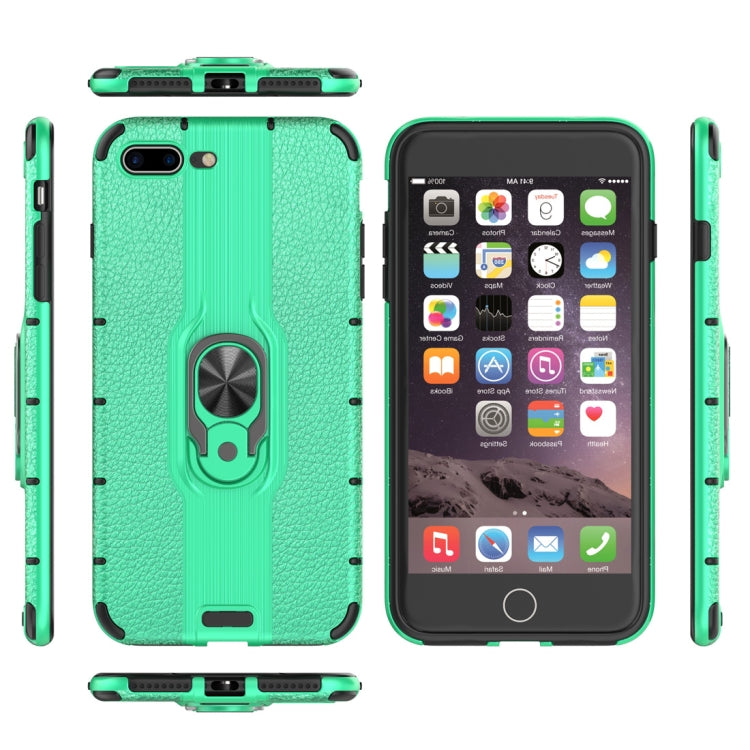 Litchi Texture PC + TPU Combination Case with Magnetic Ring Holder For iPhone 8 Plus & 7 Plus