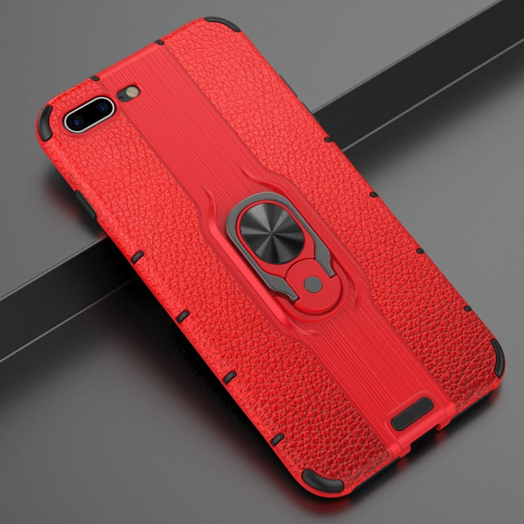Litchi Texture PC + TPU Combination Case with Magnetic Ring Holder For iPhone 8 Plus & 7 Plus
