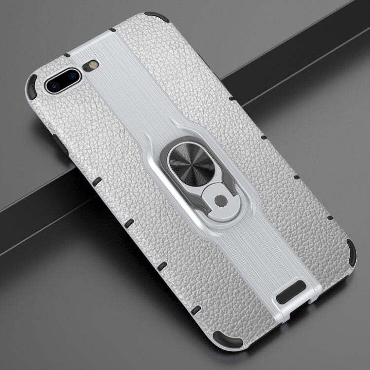 Litchi Texture PC + TPU Combination Case with Magnetic Ring Holder For iPhone 8 Plus & 7 Plus