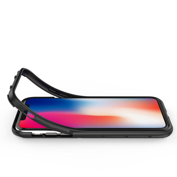 For iPhone X / XS Litchi Texture PC + TPU Combination Case with Magnetic Ring Holder