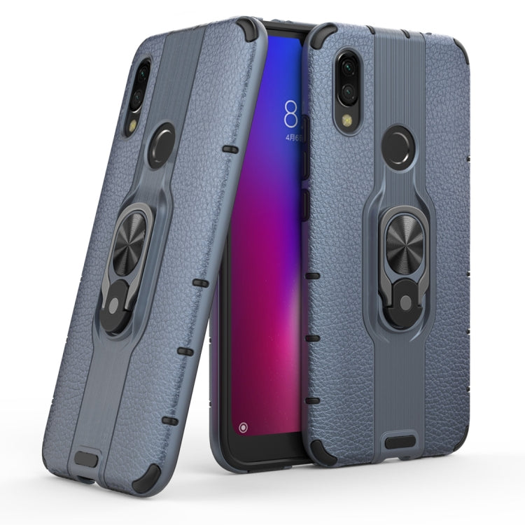 Litchi Texture PC + TPU Combination Case with Magnetic Ring Holder For Xiaomi Redmi 7