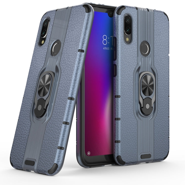 Litchi Texture PC + TPU Combination Case with Magnetic Ring Holder For Xiaomi Redmi Note 7