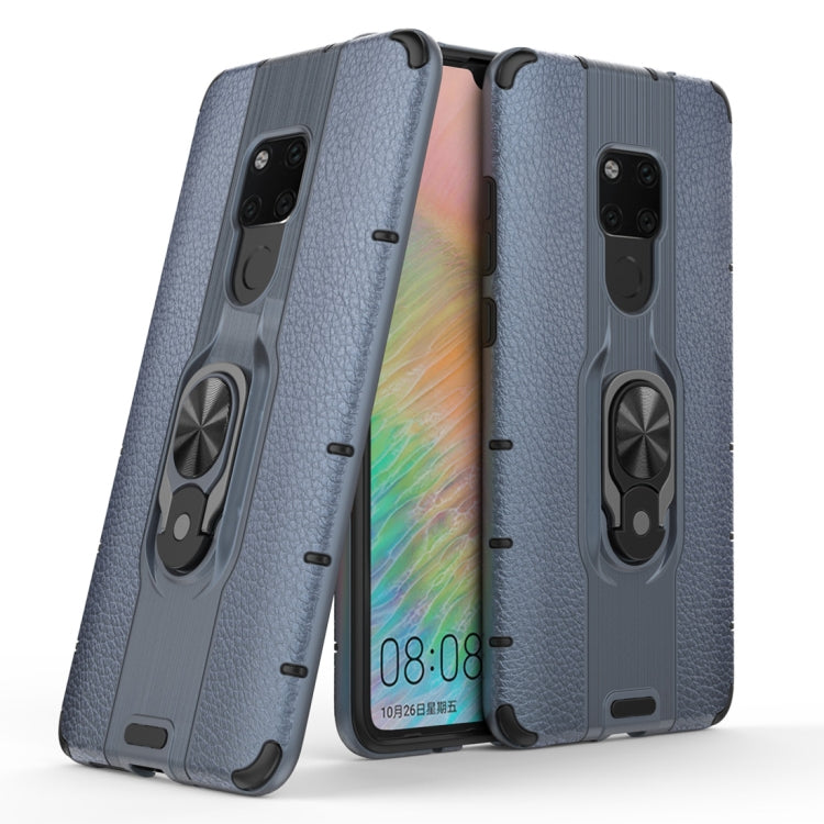 Litchi Texture PC + TPU Combination Case with Magnetic Ring Holder For Huawei Mate 20